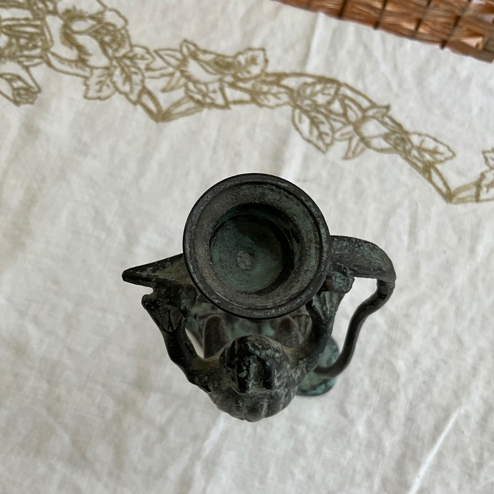 Vintage Style Verdigris Bronze Frog Acrobat Candlestick Holder Figural 10.5" - Picture 6 of 10